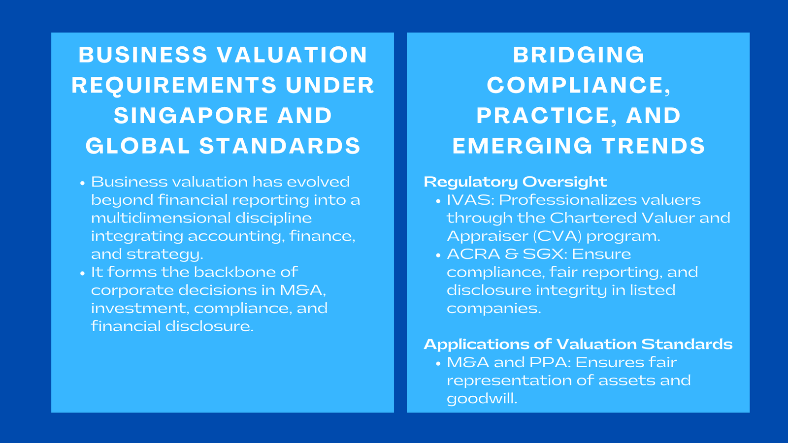 Business Valuation Requirements under Singapore and Global Standards